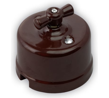 Двухклавишный выключатель Retrika, керамический, ретро цвет коричневый R-SW-22