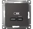 Механизм usb розетки тип-с Systeme Electric Atlasdesign базальт 65вт высокоскор. заряд. qc, pd, ATN001427 2