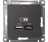 Механизм usb розетки а+с, Systeme Electric Atlasdesign базальт 5в/2,4 а, 2x5в/1,2 а, ATN001439 2