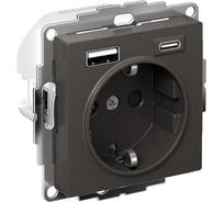 Механизм розетки 16а с 2 usb a+c Systeme Electric Atlasdesign базальт 5в/2,4а/3,0а, 2x5в/1,5а, ATN001432