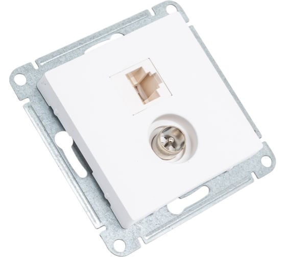 Двойная тв + компьютерная rj45 розетка Systeme Electric Atlasdesign лотос кат. 5е ATN001389