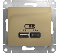 usb розетка a+с Systeme Electric Glossa титан 5в/2,4а, 2x5в/1,2 а GSL000439