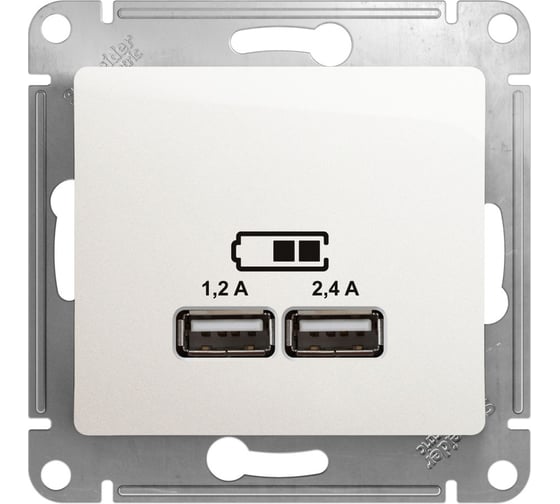 Розетка usb a+с Systeme Electric Glossa перламутр 5в/2,4а, 2x5в/1,2 а GSL000639