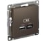 usb розетка a+с Systeme Electric Atlasdesign мокко 5в/2,4а, 2x5в/1,2а ATN000639 1