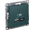 usb розетка a+с Systeme Electric Atlasdesign изумруд 5в/2,4 а, 2x5в/1,2 а ATN000839 1
