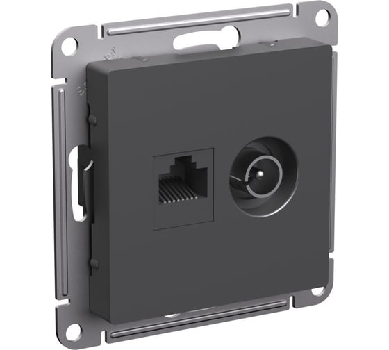 Двойная тв + компьютерная rj45 розетка Systeme Electric Atlasdesign базальт кат. 5е ATN001489