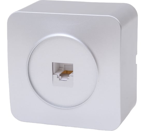 Розетка rj-45 STEKKER открытой установки 1-местная серия софия, серебро, mst00-20-03, 49324
