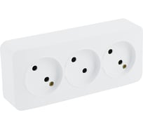 3-местная розетка STEKKER б/з открытой установки 250в, 10а, ip20, серия софия, белый, mst10-13-01, 49305