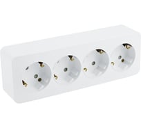 4-местная розетка STEKKER с/з открытой установки 250в, 16а, ip20, серия софия, белый, mst16-14-01, 49308