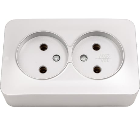 2-местная розетка STEKKER б/з открытой установки 250в, 10а, ip20, серия софия, серебро, mst10-12-03, 49327