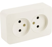 2-местная розетка STEKKER б/з открытой установки 250в, 10а, ip20, серия софия, слоновая кость, mst10-12-04, 49495