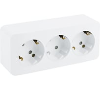3-местная розетка STEKKER с/з открытой установки 250в, 16а, ip20, серия софия, белый, mst16-13-01, 49306