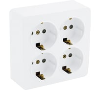 4-местная розетка STEKKER с/з открытой установки квадрат, 250в, 16а, ip20, серия софия, белый, mst16-14s-01, 49310