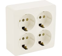 4-местная розетка STEKKER с/з открытой установки квадрат, 250в, 16а, ip20, серия софия, слоновая кость, mst16-14s-04, 49509