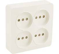 4-местная розетка STEKKER б/з открытой установки квадрат, 250в, 10а, ip20, серия софия, слоновая кость, mst10-14s-04, 49507