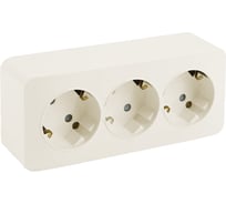 3-местная розетка STEKKER с/з открытой установки 250в, 16а, ip20, серия софия, слоновая кость, mst16-13-04, 49501