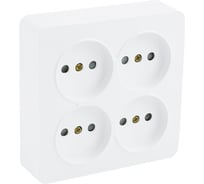 4-местная розетка STEKKER б/з открытой установки квадрат, 250в, 10а, ip20, серия софия, белый, mst10-14s-01, 49309
