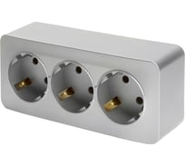 3-местная розетка STEKKER с/з открытой установки 250в, 16а, ip20, серия софия, серебро, mst16-13-03 49330