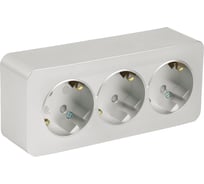 3-местная розетка STEKKER с/з открытой установки 250в, 16а, ip20, серия софия, серебро, mst16-13-03 49330