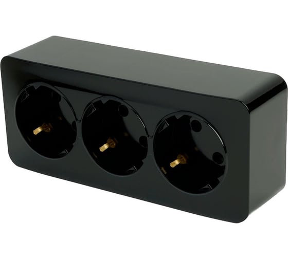 3-местная розетка STEKKER с/з открытой установки 250в, 16а, ip20, серия софия, черный, mst16-13-02 49318