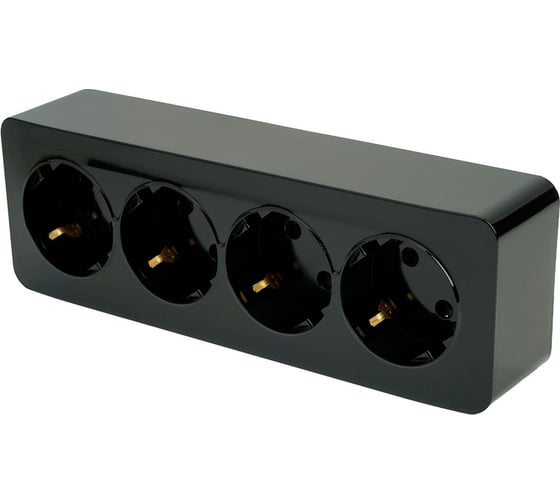 4-местная розетка STEKKER с/з открытой установки 250в, 16а, ip20, серия софия, черный, mst16-14-02 49320