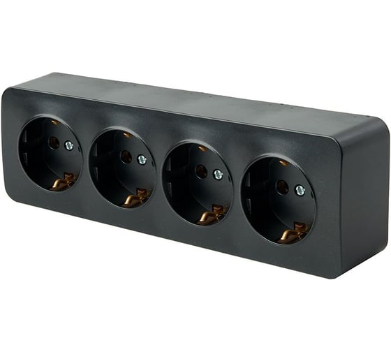 Розетка STEKKER 4-местная с/з открытой установки,, 250в, 16а, ip20, серия софия, черный матовый, mst16-14-05 49506