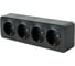 Розетка STEKKER 4-местная с/з открытой установки,, 250в, 16а, ip20, серия софия, черный матовый, mst16-14-05 49506 1