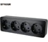 Розетка STEKKER 4-местная с/з открытой установки,, 250в, 16а, ip20, серия софия, черный матовый, mst16-14-05 49506 11