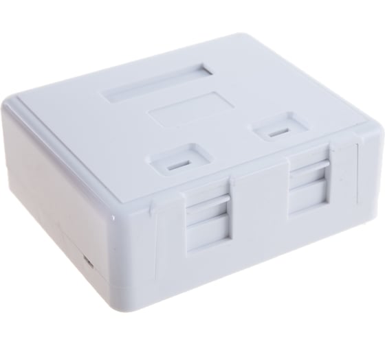 Настенная коробка LANMASTER на 2 кейстоуна, со шторками, белая, LAN-SA2/S-WH