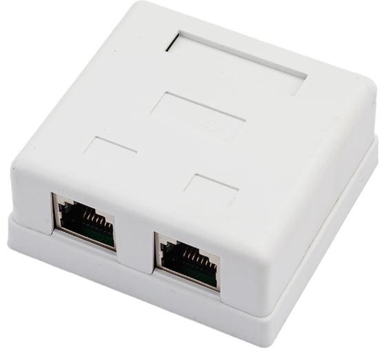 Настенная розетка TWT 2 порта RJ-45, категория 5е, экранированная, белая, SM2-4545/S-WH