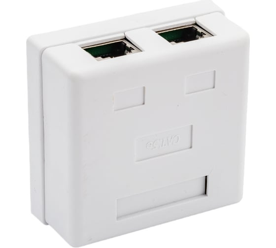 Настенная розетка TWT 2 порта RJ-45, категория 5е, экранированная, белая, SM2-4545/S-WH