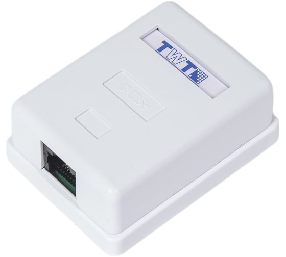 Настенная розетка TWT 1 порт RJ-45, категория 5е, белая, SM1-45-WH