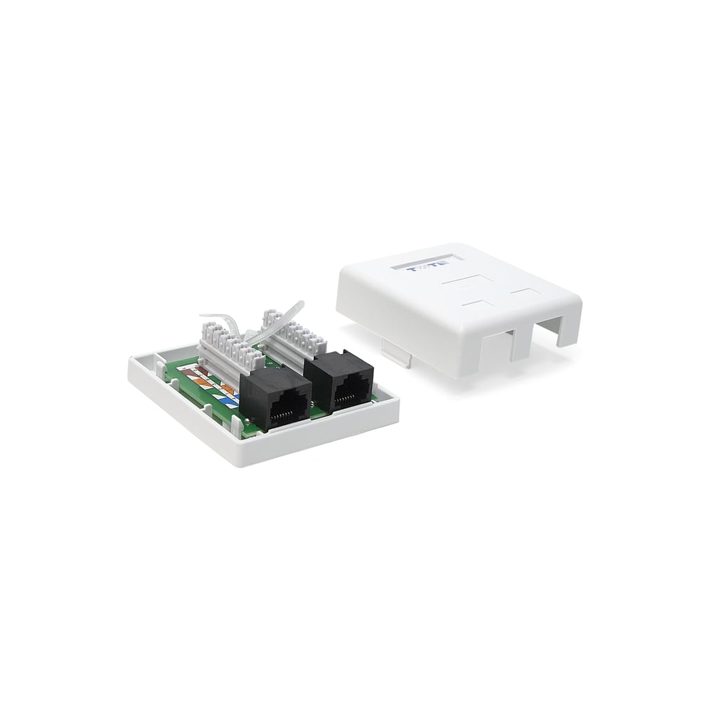 Настенная розетка TWT 2 порта RJ-45, категория 6, белая, SM2-4545/6-WH ...