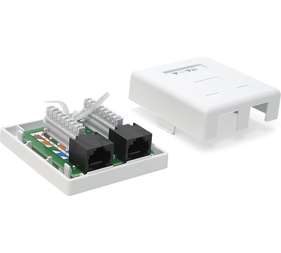 Настенная розетка TWT 2 порта RJ-45, категория 6, белая, SM2-4545/6-WH 1