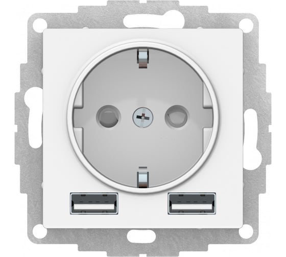 Механизм розетки Systeme Electric Atlasdesign лотос 16а с 2 usb a+a, 5в/2,4а, 2x5в/1,2а, ATN001330 1