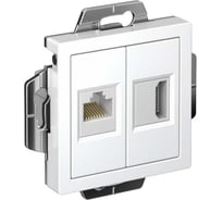 Механизм двойной розетки Systeme Electric Atlasdesign белый hdmi+rj45, кат.5е, ATN000182