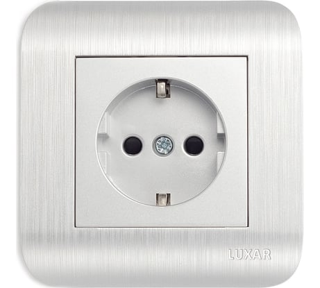 Розетка LUXAR Deco с/у с з/к серебро с рифленой рамкой, 250В 16А 4606400620310