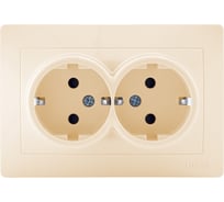 Розетка LUXAR Novo с/у двойная с з/к кремовая 4606400420293