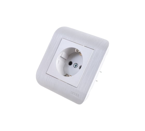 Розетка LUXAR Deco с/у без з/к серебро с рифленой рамкой, 250В 16А 4606400620273