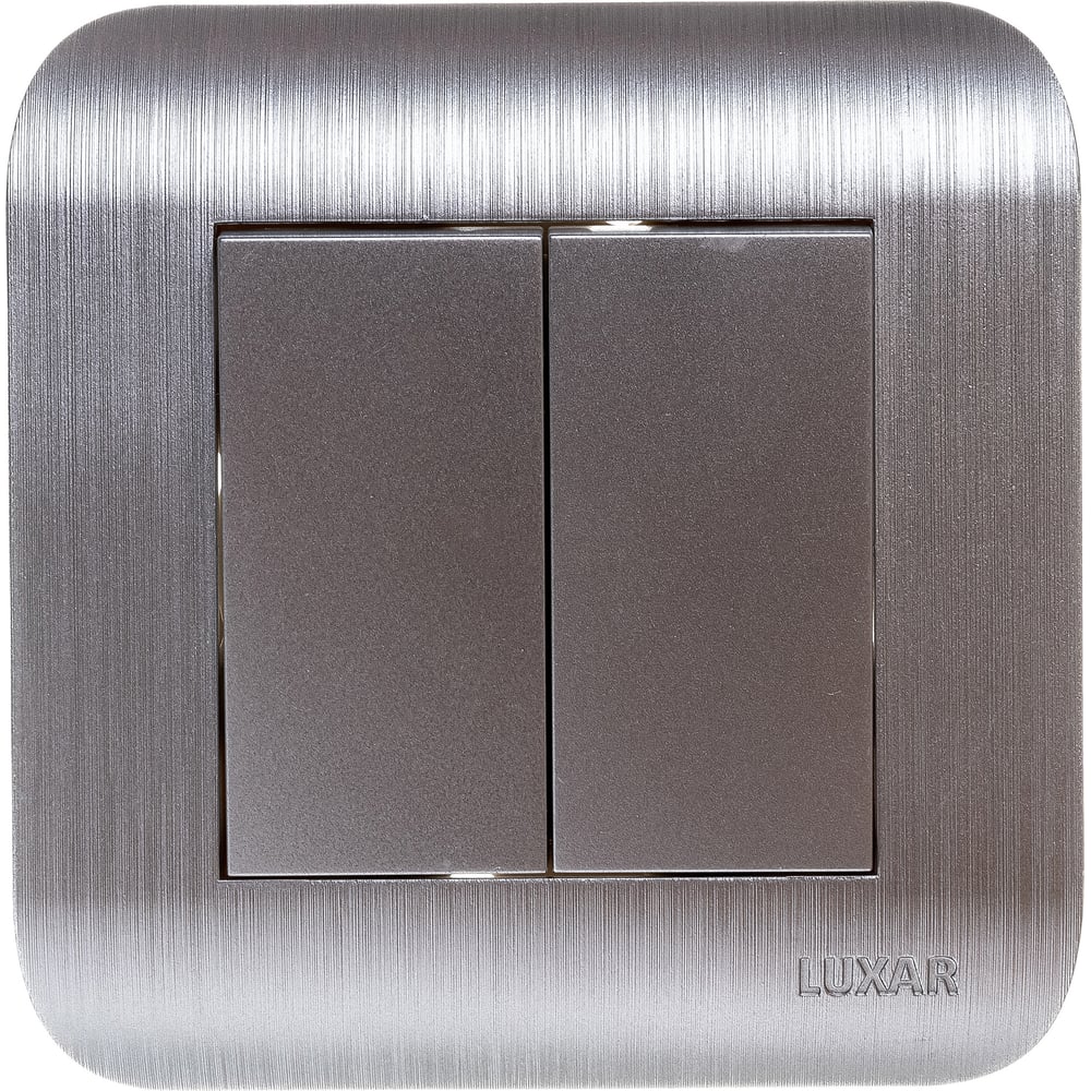 Выключатель LUXAR Deco с/у 2 клавиши, серебро с рифленой рамкой, 250В ...