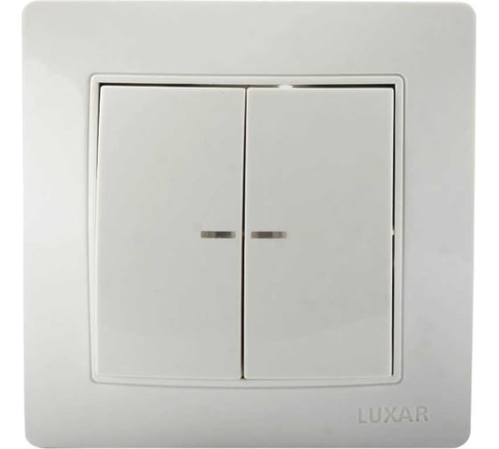 Выключатель LUXAR Novo с/у 2 клавиши, с подсветкой белый, 250В 10А 4606400420156