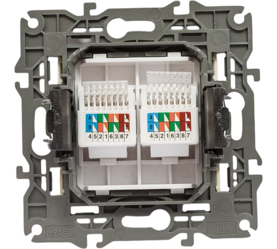 Розетка ЭРА 14310802 2хRJ45, IP20,сл.кость Б0034309
