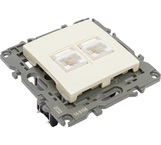 Розетка ЭРА 14310802 2хRJ45, IP20,сл.кость Б0034309