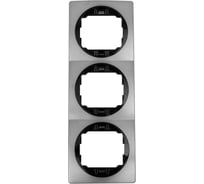 3-местная вертикальная рамка Aling-Conel EON античное серебро с черной вставкой E6713.S1E