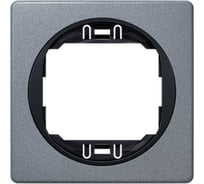 1-местная рамка Aling-Conel EON 80x80 мм, античное серебро с черной вставкой E6801.S1E