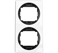 2-местная вертикальная рамка Aling-Conel EON белая с черной вставкой E6711.0E