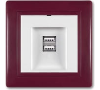 Розетка Aling-Conel PRESTIGE USB-зарядное устройство, двойная 2xUSB А+А 250V/5V 2.1A, бордо-бордо-белый 6161.330