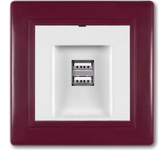 Розетка Aling-Conel PRESTIGE USB-зарядное устройство, двойная 2xUSB А+А 250V/5V 2.1A, бордо-бордо-белый 6161.330