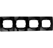 4-местная горизонтальная рамка Aling-Conel EON черная с черной вставкой E6704.EE