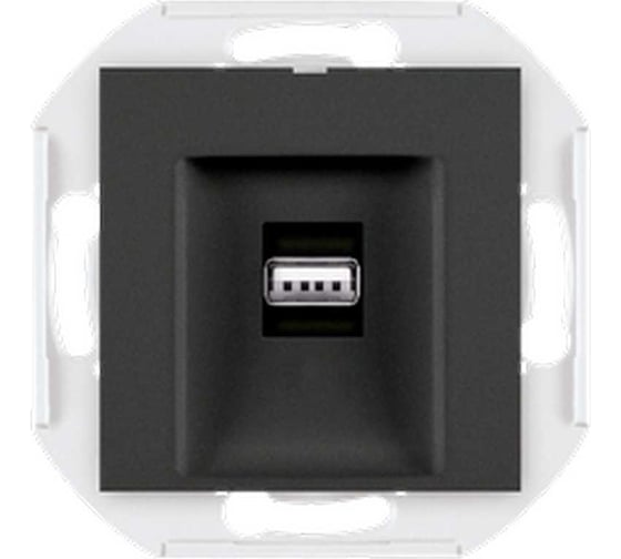 Розетка USB Aling-Conel PRESTIGE тип А, с Keystone модулем, механизм, черная soft touch 60162.E1